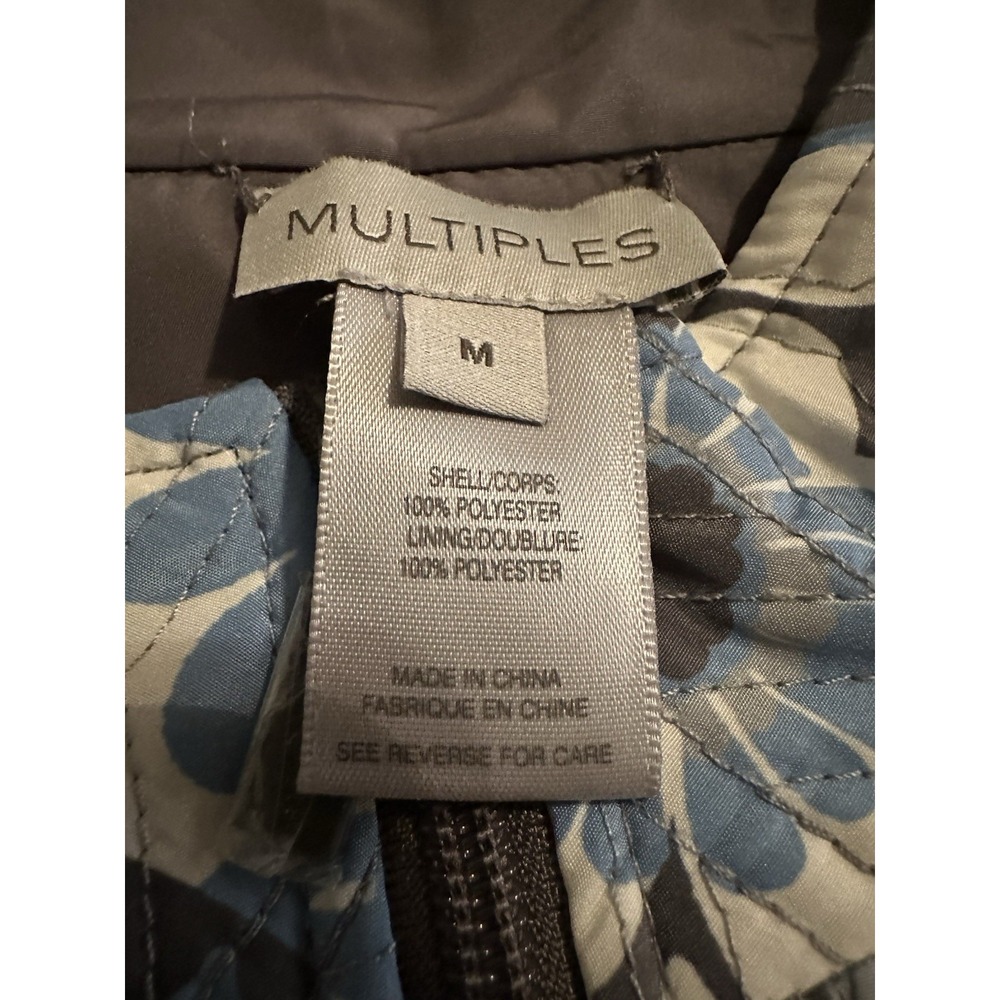 Multiples Quilted Blue Floral Zip Jacket M - Picture 14 of 16